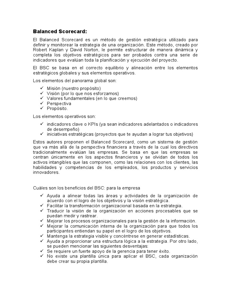 Balanced Scorecard | PDF | Inteligencia de negocios | Software