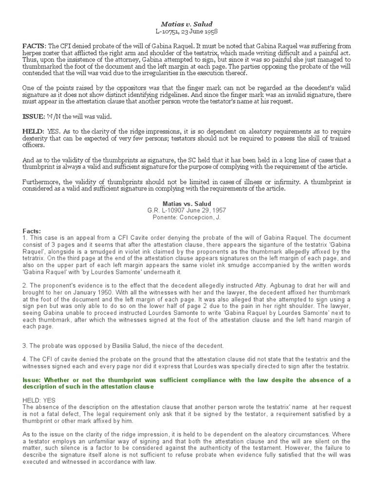 Succession Cases PDF Will And Testament Probate