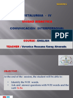 ENGLISH CLASS 05.  METALURGIA.  IV SEM.  COMUNICACION INTERPERSONAL