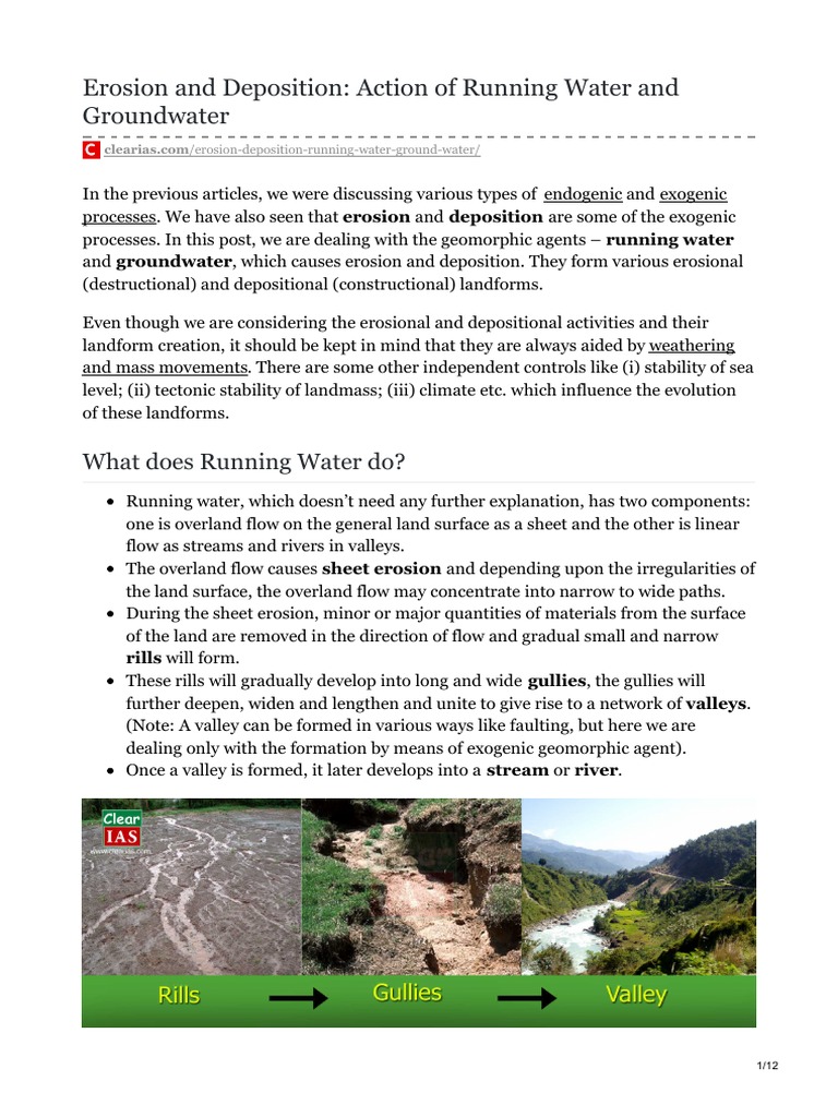 Erosion and Deposition by Water | PDF | River | Erosion