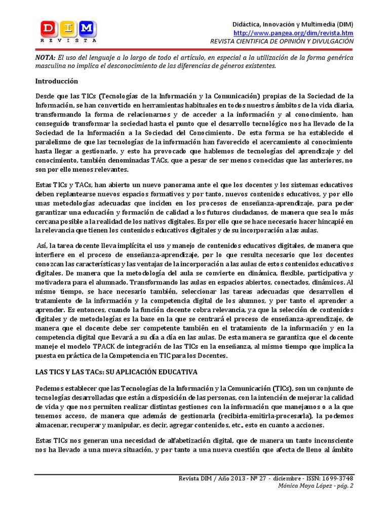 De Las TICs A Las TACs | PDF | Método de enseñanza | Tecnología de ...