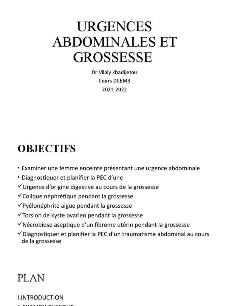 Urgences Abdominales Et Grossesse PDF Grossesse Sciences de la santé