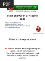 Static Analysis of C++ Source Code