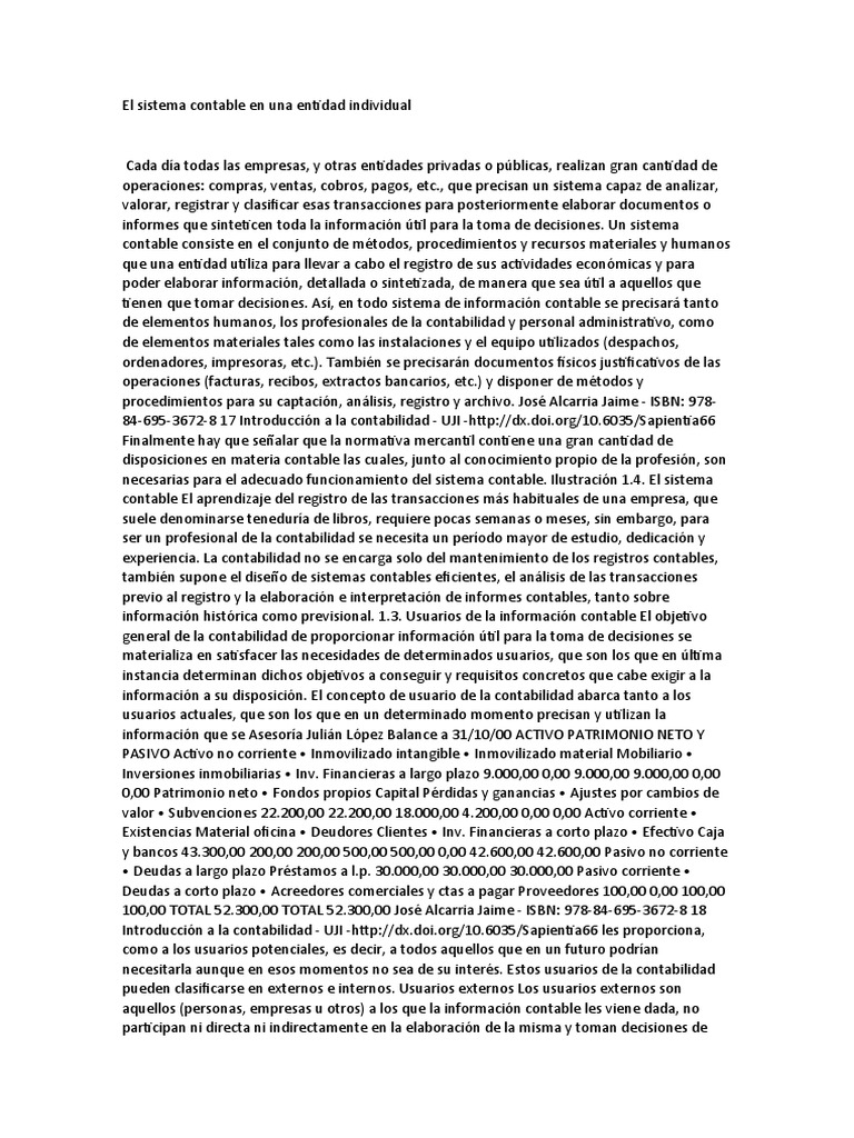 Sistema Contable para Entidades Individuales | PDF | Contabilidad ...