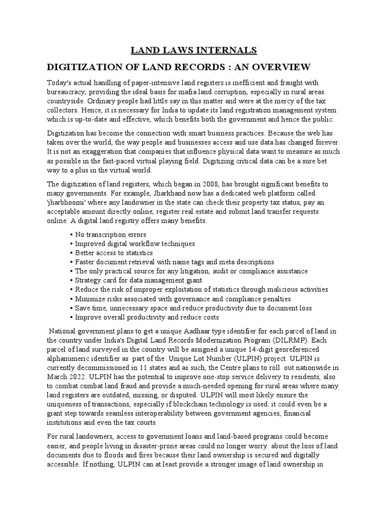 Land Record PDF Taxes