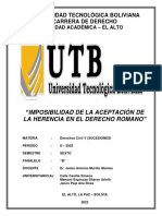 Ensayo Imposiblidad de La Aceptacion de La Herencia Derecho Romano