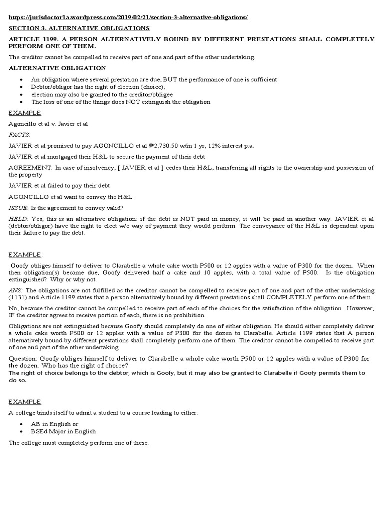 Obligations and Contracts Articles 11991205 PDF Debt Legal Liability