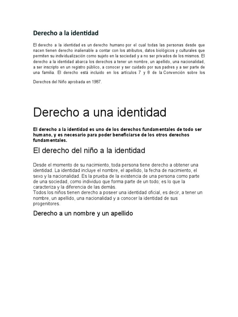 Derecho a la Identidad Infantil | PDF | Nacionalidad | Estado (política)