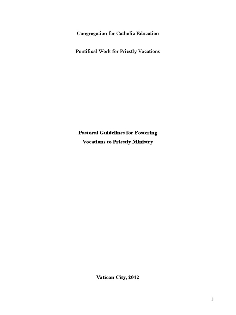 Guidelines for Fostering Priestly Vocations | PDF | Priest | Eucharist