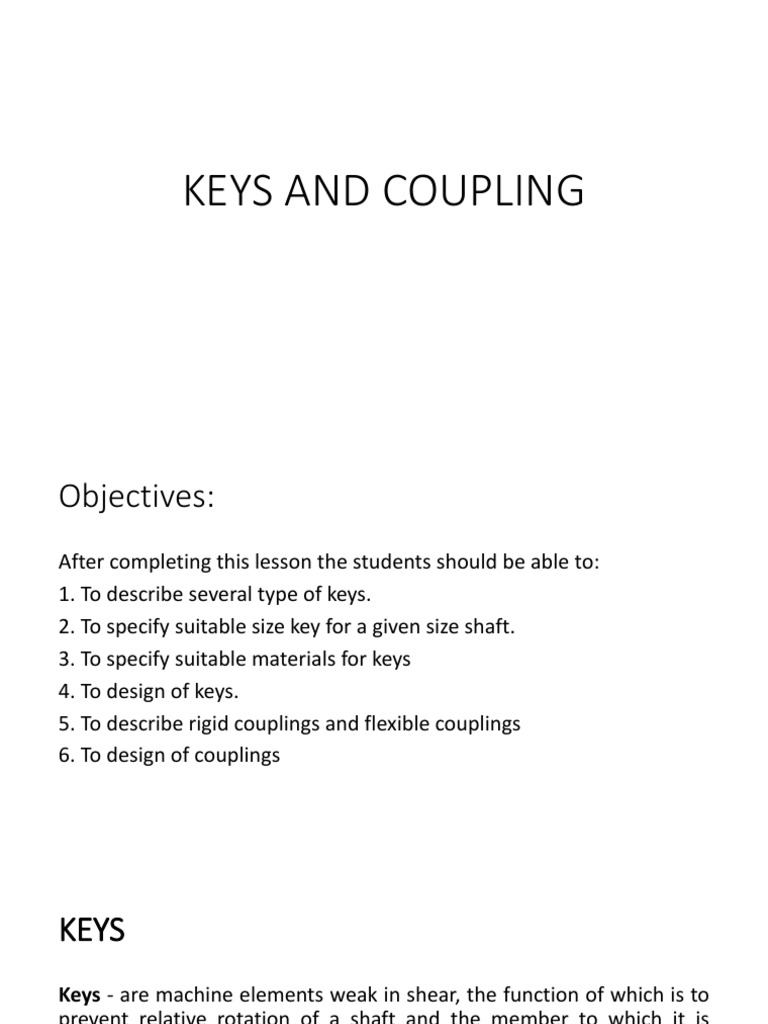 Keys and Coupling PDF Strength Of Materials Mechanical Engineering