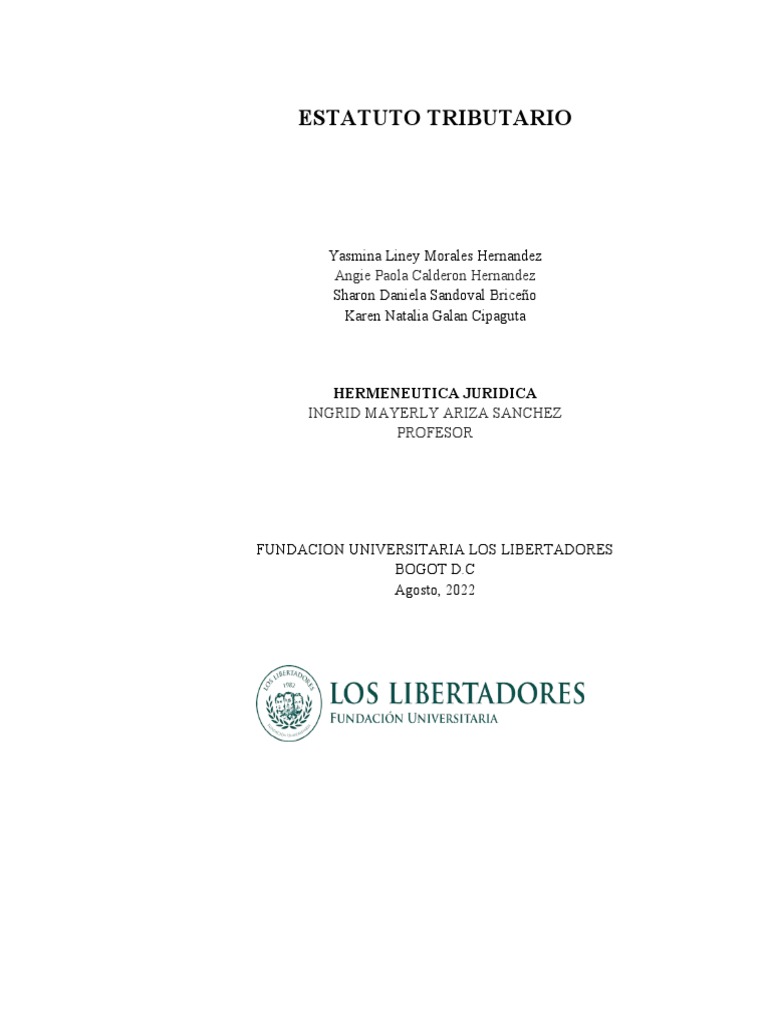 Estatuto Tributario Estructura y contenido del marco legal de los