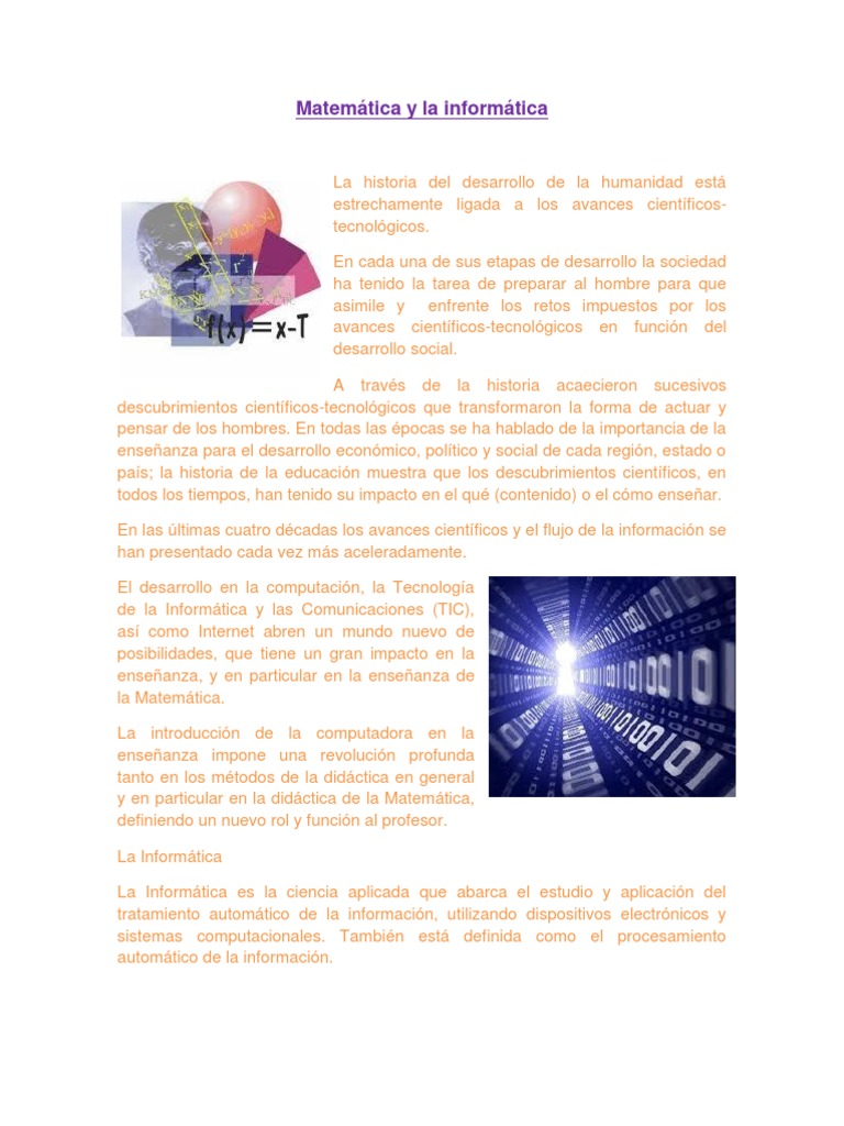 Matemática e Informática en Educación | PDF | Informática | Enseñanza ...