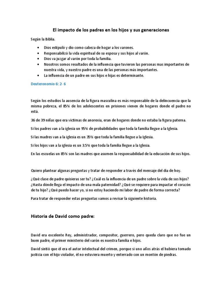 Impacto Paterno en la Vida de los Hijos | PDF
