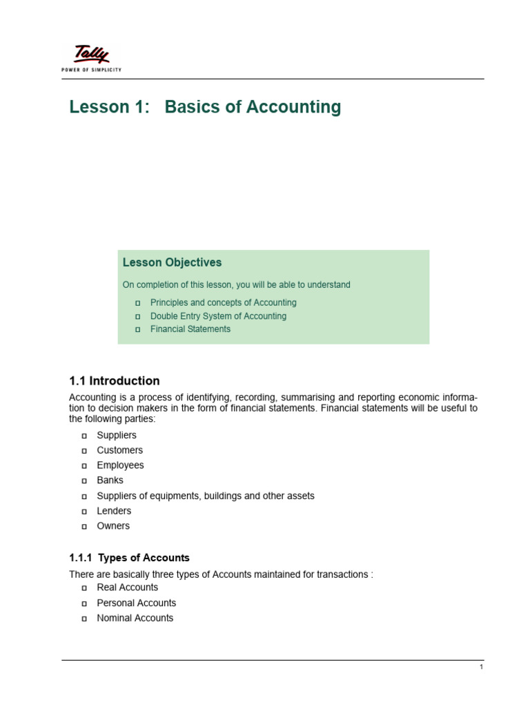 Introduction to Accounting Basics | PDF | Debits And Credits | Income ...