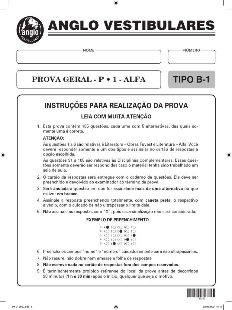 (Prova) 1° Anglo 2022 - 1° Fase | PDF | Átomos | Ciências Físicas