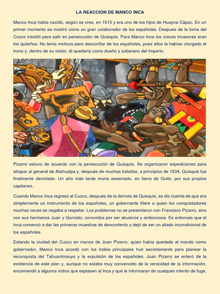 La Reacción de Manco Inca | PDF | Imperio Inca | Francisco Pizarro