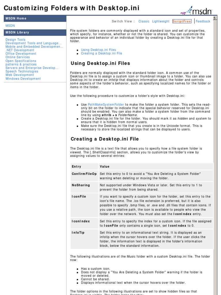 Using Desktop - Ini Files: MSDN Home | PDF | Icon (Computing ...