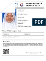 Kartu Peserta SNMPTN 2022: 4220244125 Nur Sagita Hidayah 0045515386 Sman 2 Kota Bima Kota Bima Prov. Nusa Tenggara Barat