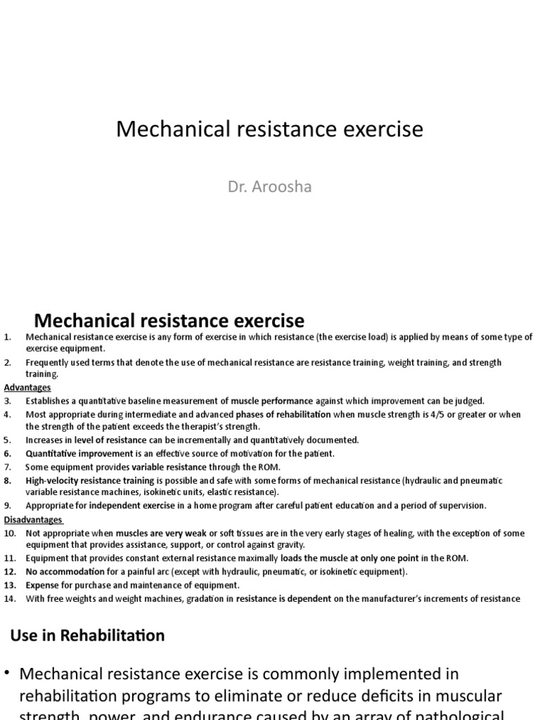 Lecture 16 Mechanical Resistance Exercise PDF