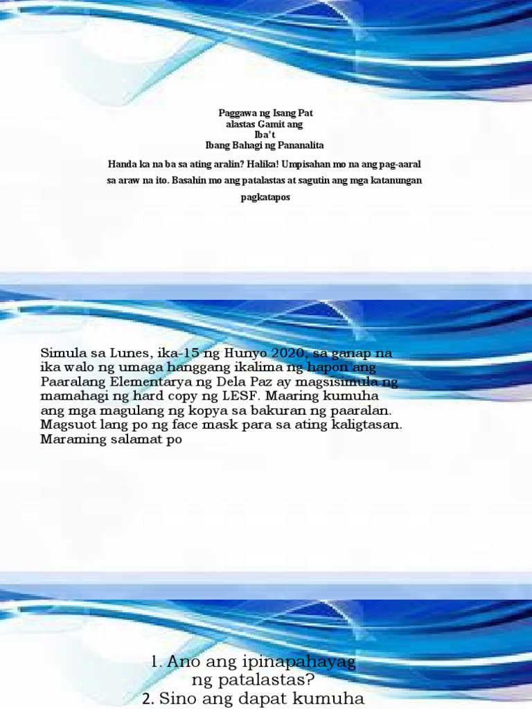 PaPaggawa NG Isang Patalastas Gamit Ang Iba't Ibang Bahagi NG ...