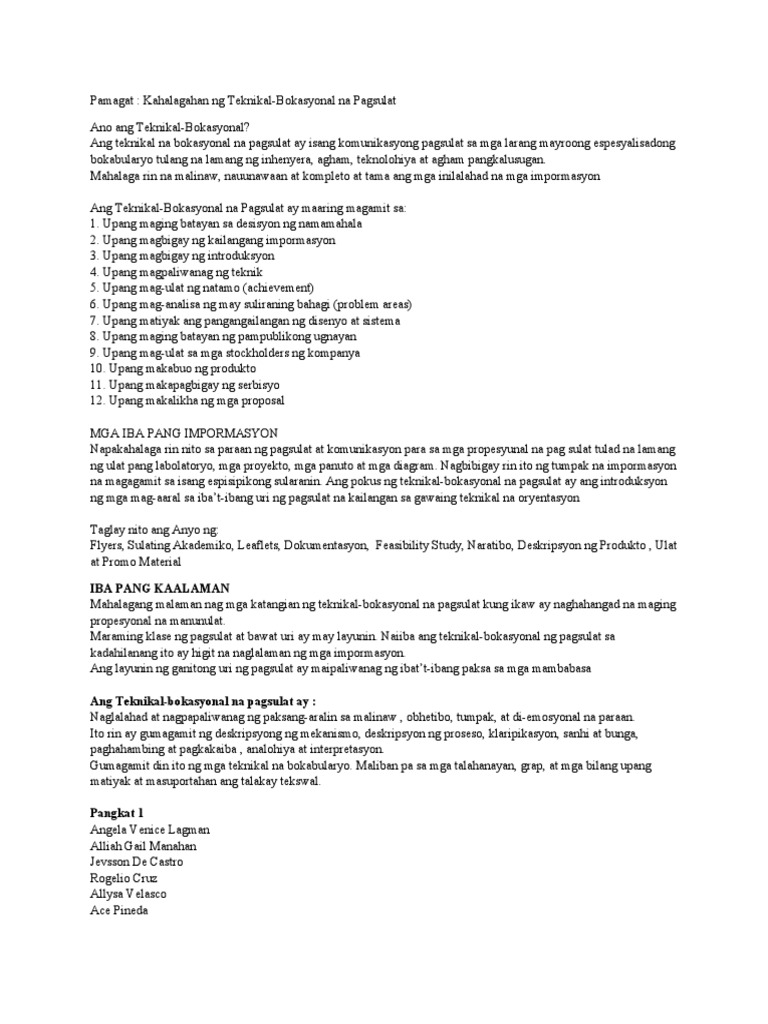 Teknikal Bokasyonal | PDF
