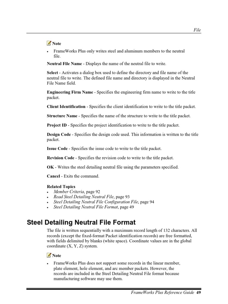 Steel Detailing Neutral File Format PDF Cartesian Coordinate System