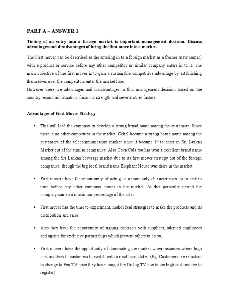 First Mover Advantage PDF Brand Competition