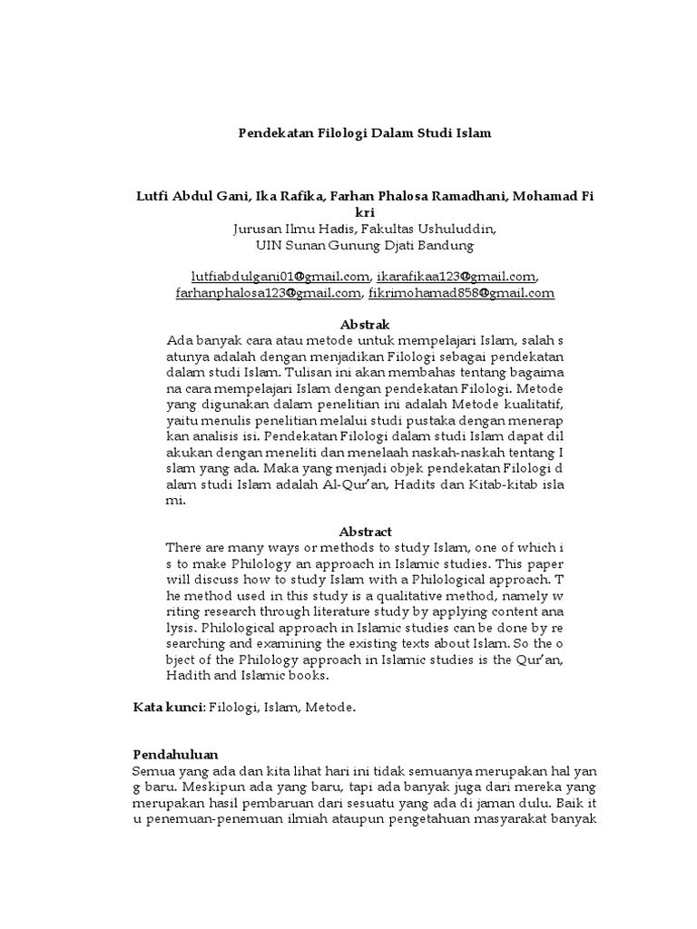 Pendekatan Filologi dalam Studi Islam