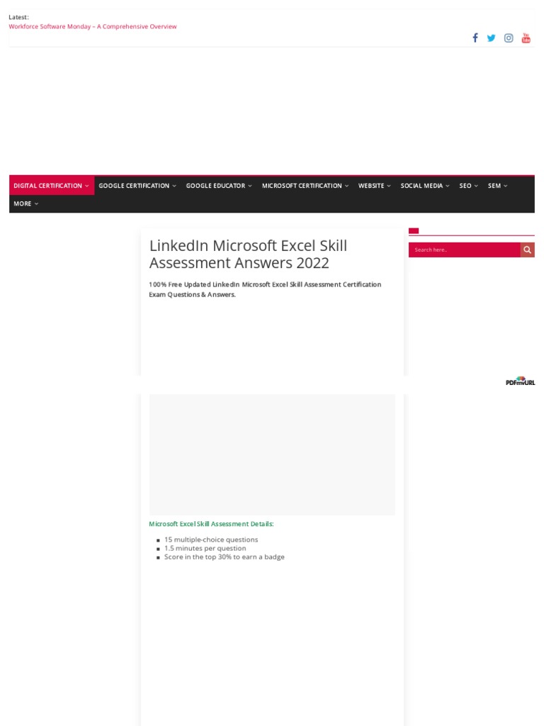 Microsoft Excel Assessment Linkedin Answers