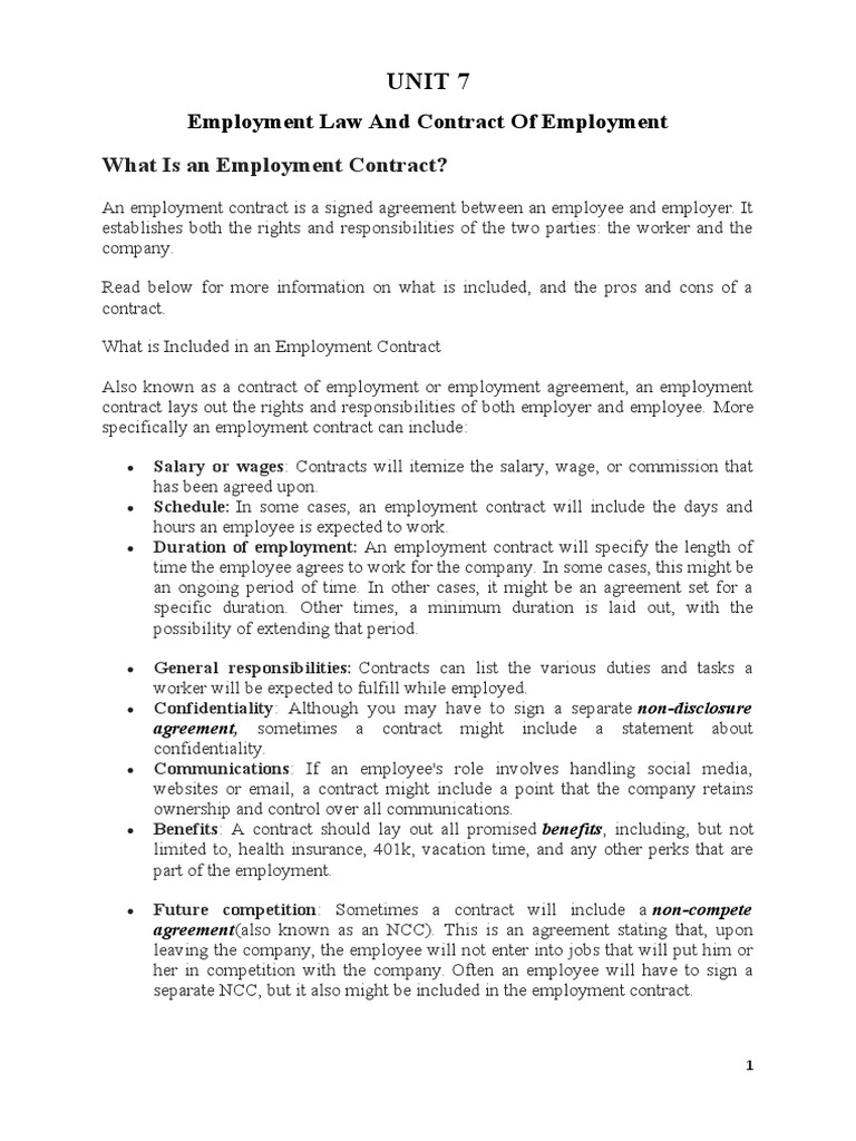 UNITE 7 Employment Law & Job Application PDF