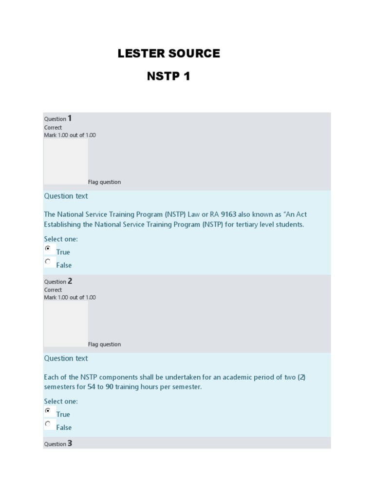 NSTP 1 Prelim Quiz 1 | PDF | Social Psychology | Psychology