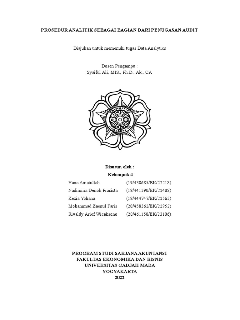 Tugas 02 - Prosedur Analitik Audit - Kelompok 4 | PDF