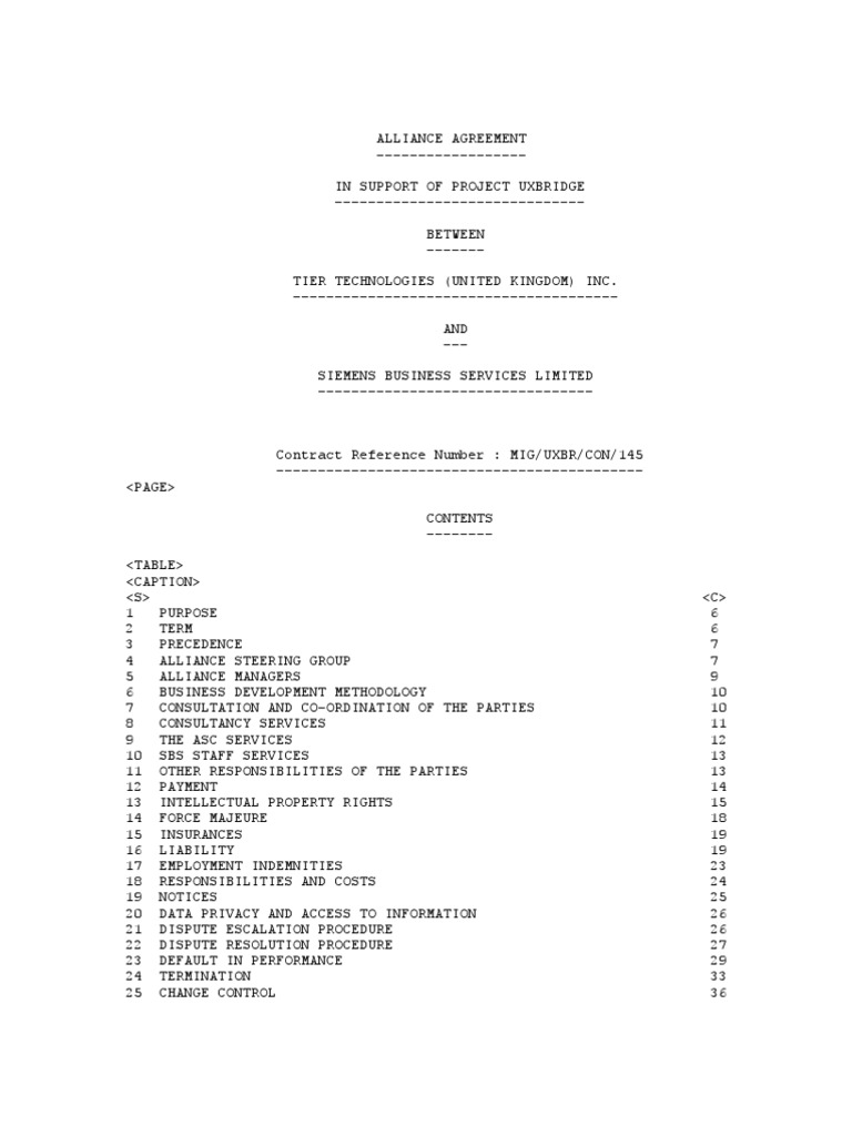 Alliance Agreement Indemnity Arbitration