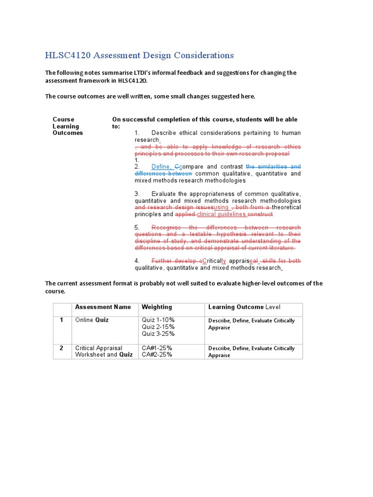HLSC4120 Assessment Framework Review | PDF | Educational Assessment ...