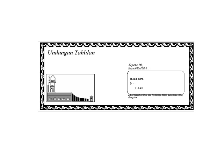 Amplop Undangan Tahlilan | PDF