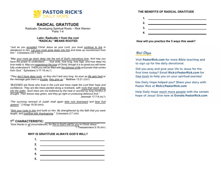 Spiritual Roots and Gratitude | PDF | Christian Belief And Doctrine ...