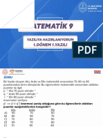 9.sınıf Matematik 1.dönem 1.yazılı - MEB