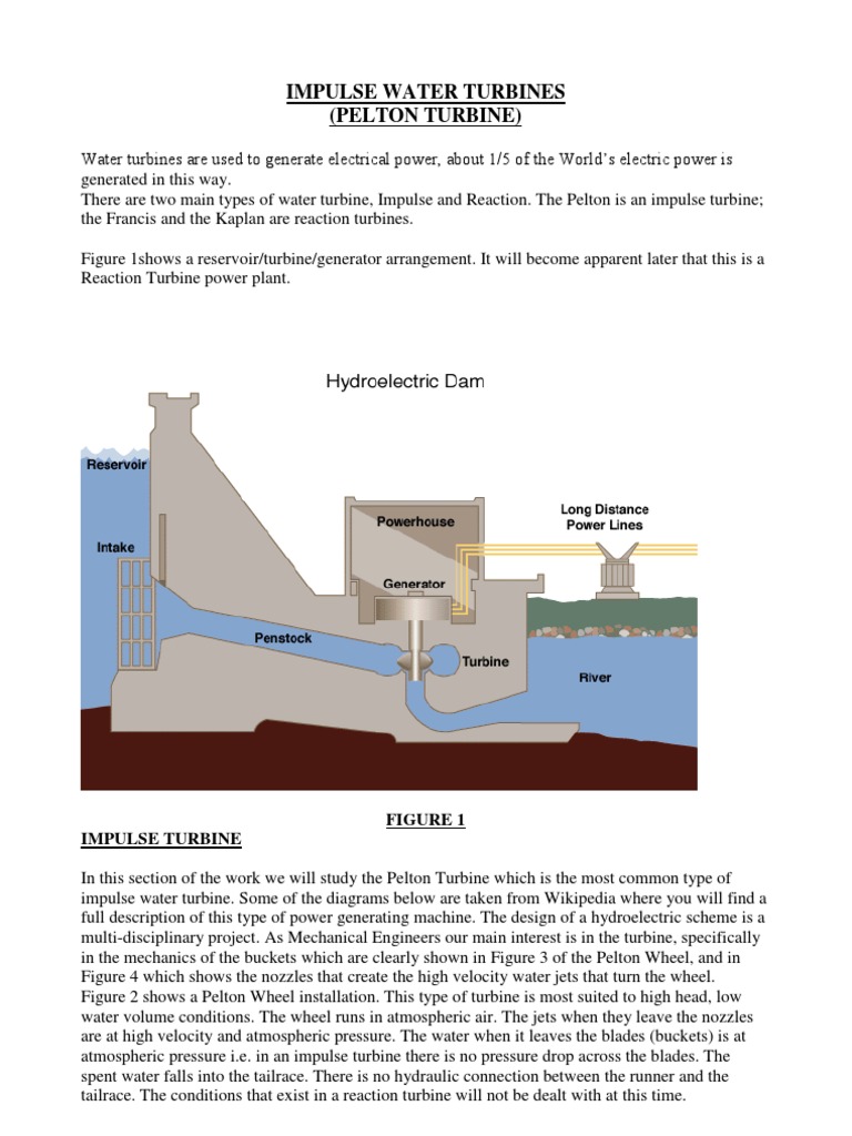 Impulse Water Turbines Pelton | PDF | Turbine | Jet Engine
