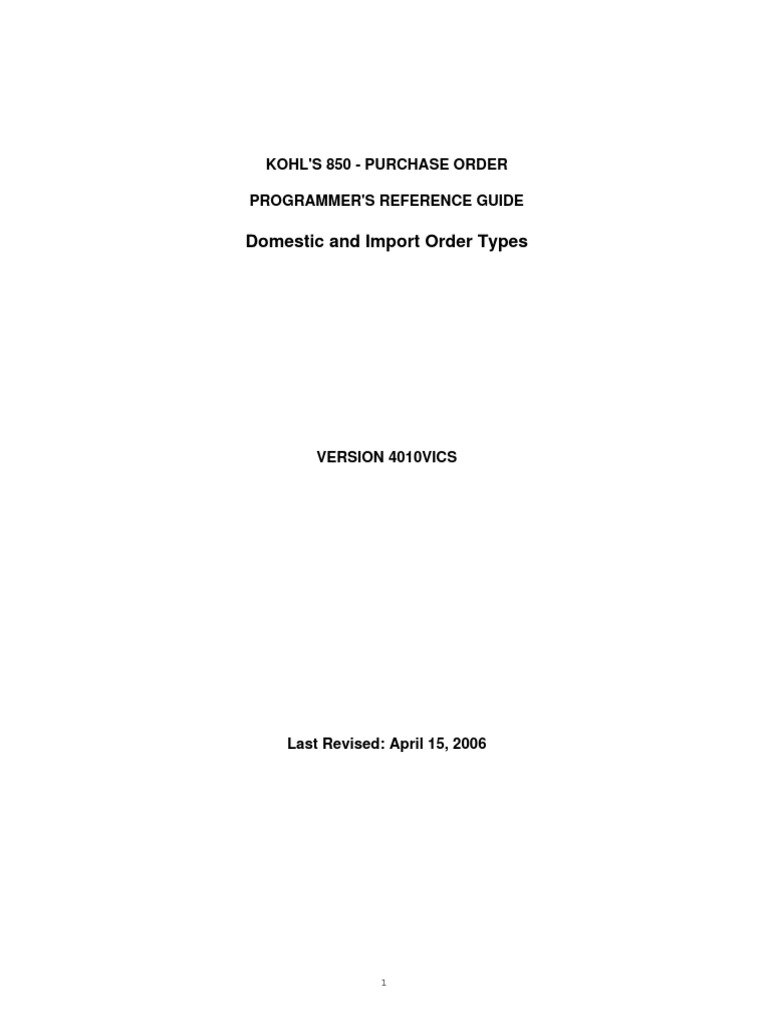Kohl's EDI 850 Purchase Order Guide | PDF | Electronic Data Interchange ...