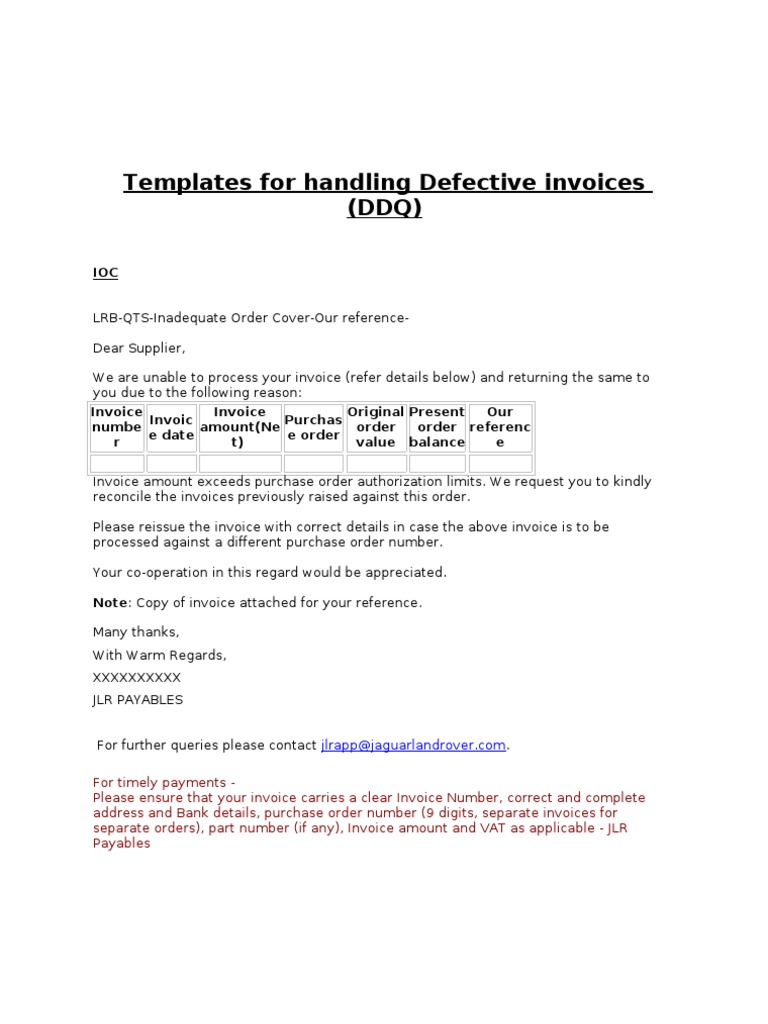 Invoice Correction Guide for Suppliers | PDF | Invoice | Business Documents