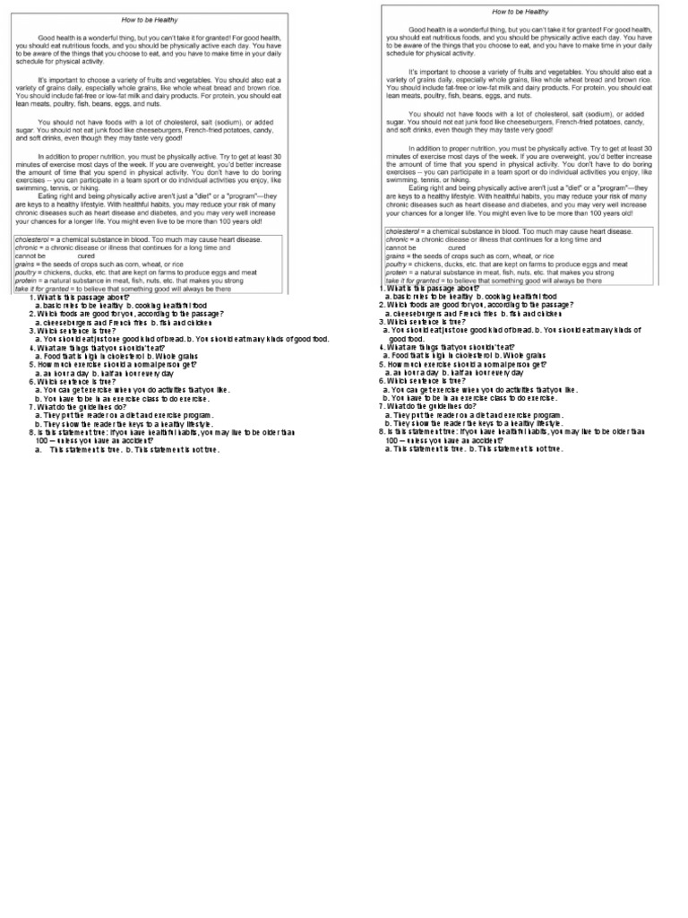 Lesson 1 Handouts | PDF | Wellness | Lifestyle