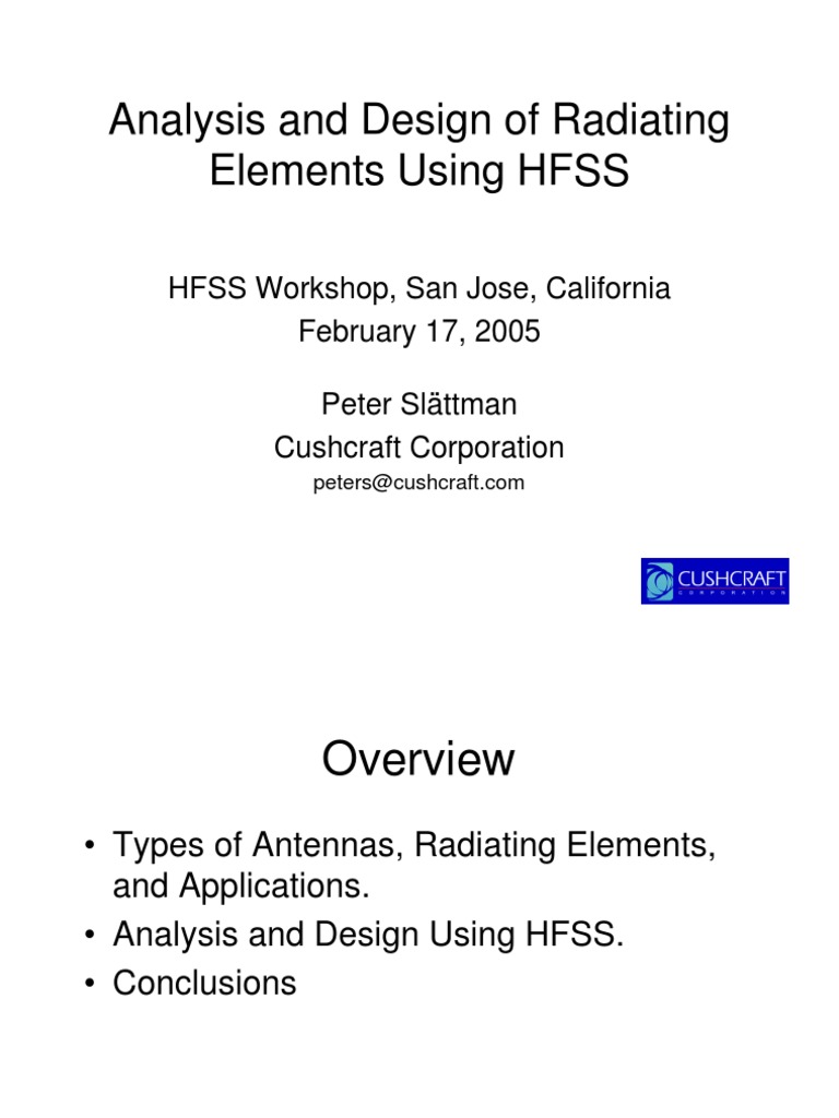 HFSS Antenna Design Workshop | PDF | Antenna (Radio) | Crystal Structure