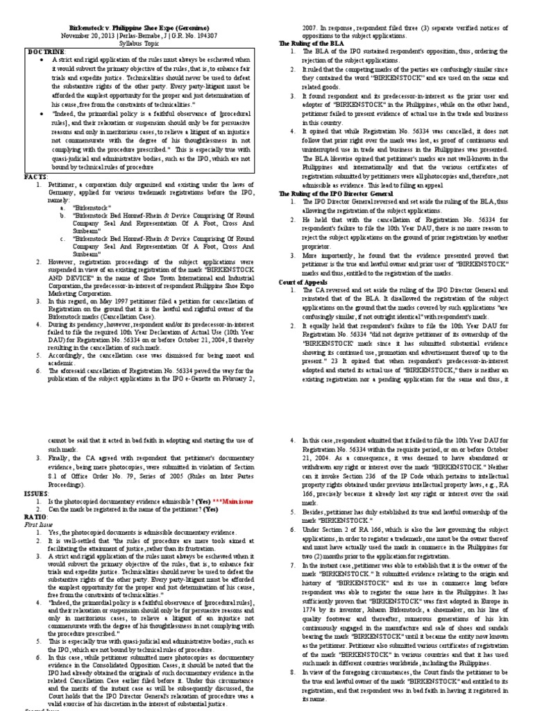 Birkenstock v. Philippine Shoe Expo PDF