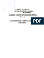 A Project Report On "Industrial Relations in Bhel, Hyderabad"