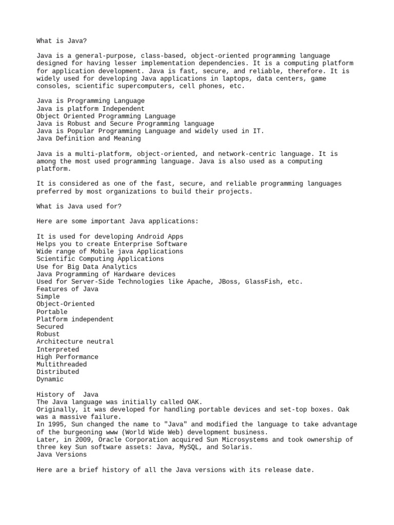 What Is Java (Programming Language) | PDF