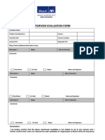 Interview Evaluation Format - Blank