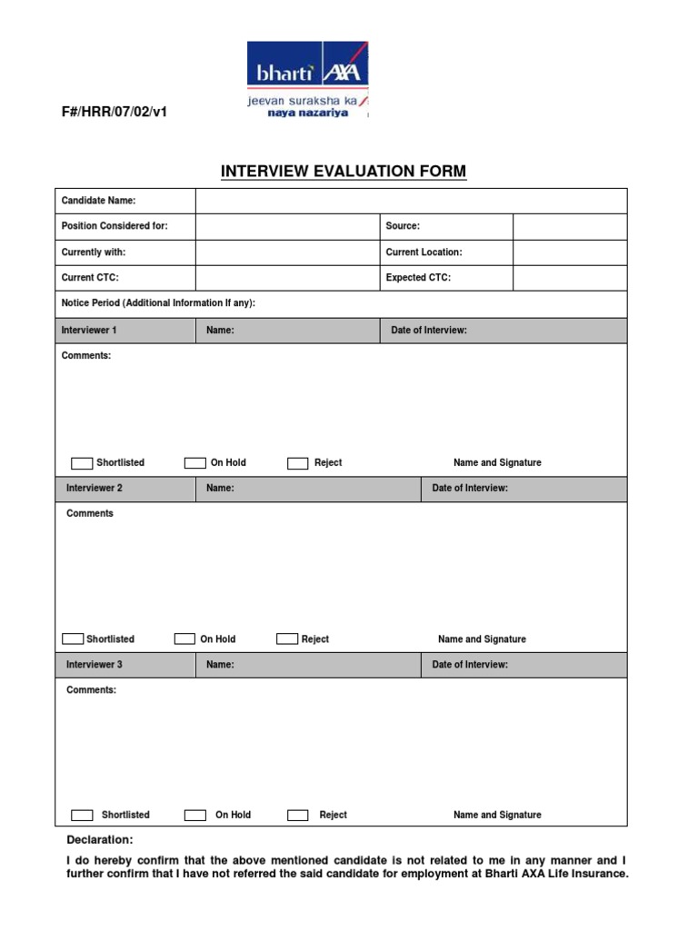 Interview Evaluation Form Template | PDF | Business