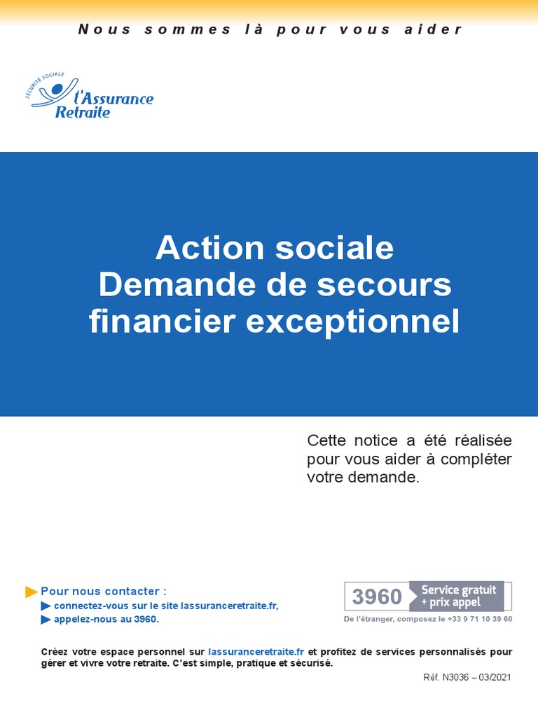 Demande Secours Financier Exceptionnel | PDF | Retraite | Institutions ...