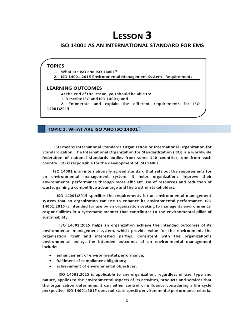 Ems Lesson 3 Pdf Environmental Resource Management Economies