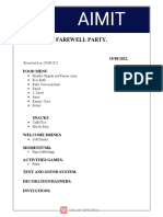 Farewell Party.: 19/08/2022. Food Menu